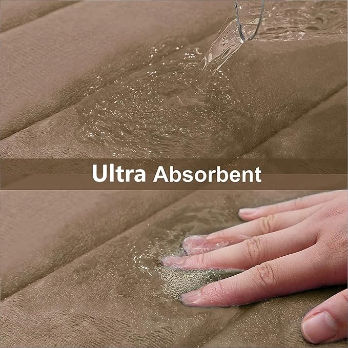 Buganda Memory Foam Bath Mat 34 x 20, Ultra Soft Absorbent Bathroom Rugs | Mocha, Machine Washable Quick Dry Bath Mats for Bathroom Floor, Shower and Tub, Home Decor Accessories