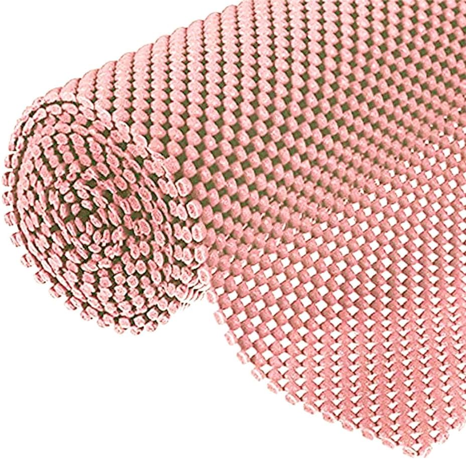 Shelf Liner Drawer Liner Non-Slip Mat Shelves Liners 12" X6.5’ Grid Pattern PVC Non-Adhesive Grip Liner Anti-Slip Mat for Kitchen Cabinets Wire Shelving Pantry Dresser Refrigerator (Pink)