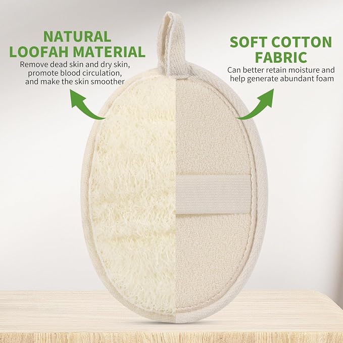 6 Pack Large Size Natural Loofah Body Scrubber for Exfoliating | Sufficient and Durable, Rough Surface for Removing Dead Skin, 6.2*6.3 Inch, Loofah Body Sponge for Women and Men