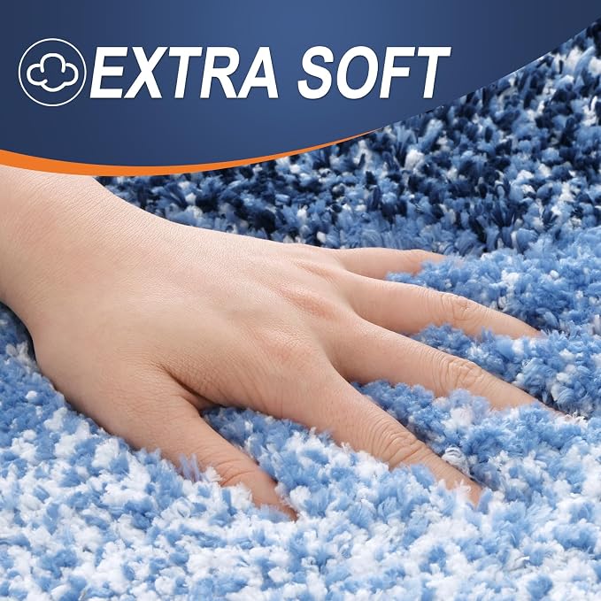 OLANLY Bathroom Runner Rug 47x20, Extra Soft Absorbent Microfiber Bath Rugs | Navy, Non-Slip Quick-Drying Rubber Backing, Machine Washable Long Bath Mat for Floor, Tub and Shower, Home Decor Accessories