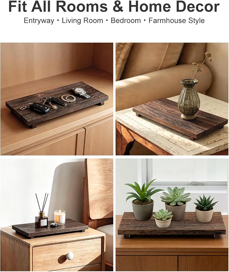 16 x 8 inch Wood Riser Pedestal Stand, Wood Riser for Kitchen Counter | Farmhouse Large Wood Tray for Kitchen Counter, Bathroom Decor, Sink, Soap Dishes, Plant, Bottles, Candles Display, Jewelry