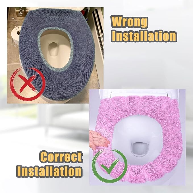 Bathroom Soft Thicker Warmer Stretchable Washable Cloth Toilet Seat Cover Pads 3PCS