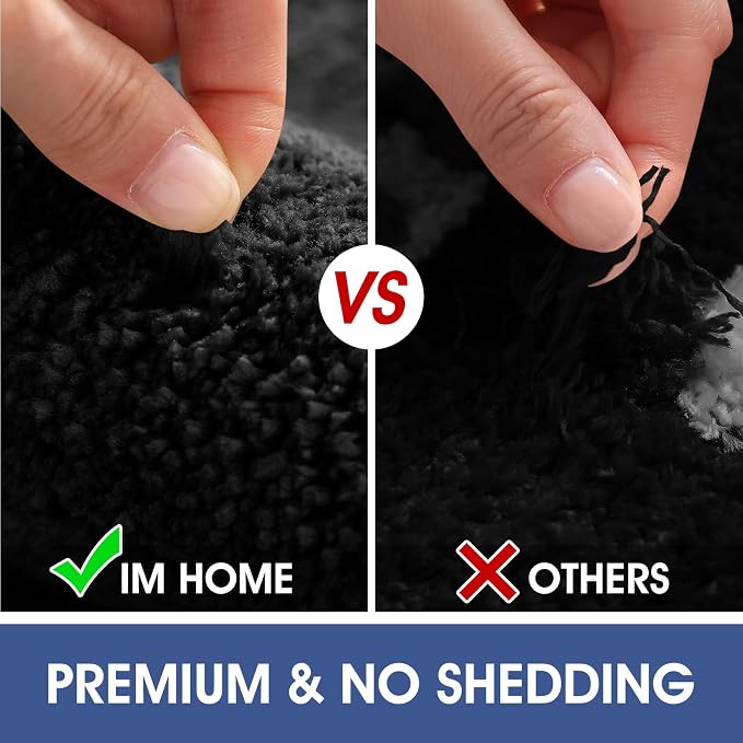 Bathroom Rugs 36"x24", Ultra Soft Thick Plush Fluffy Microfiber Absorbent Bath Mat, Non-Slip Backing, Machine Washable Bath Mats for Bathroom Floor, Tub and Shower, Home Decor Accessories, Black