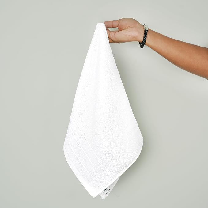 6 Piece Hand Towels Set 16 x 28 Inches, White | 100% Cotton, Lighter Weight, Quick to Dry, 16 x 28 Inches, Super Soft & Absorbent, Perfect for Bathroom & Kitchen