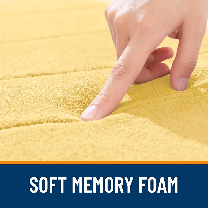 OLANLY Memory Foam Bath Mat 36x24, Super Soft and Absorbent Bathroom Rugs | Yellow, Quick Dry Bath Rug, Machine Washable Shower Floor Mats, Bathmat Carpet for Bathroom Floor, Tub and Shower