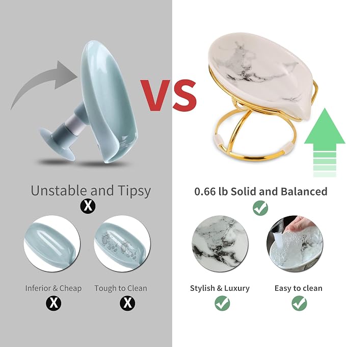 Dobbyby Leaf-Shaped Ceramic Soap Dish with Drain, Holder, Saver, Tray, Bar Soap Holder, Easy Cleaning, for Shower Bathroom Kitchen Sink Bathtub, Pro-Environment White