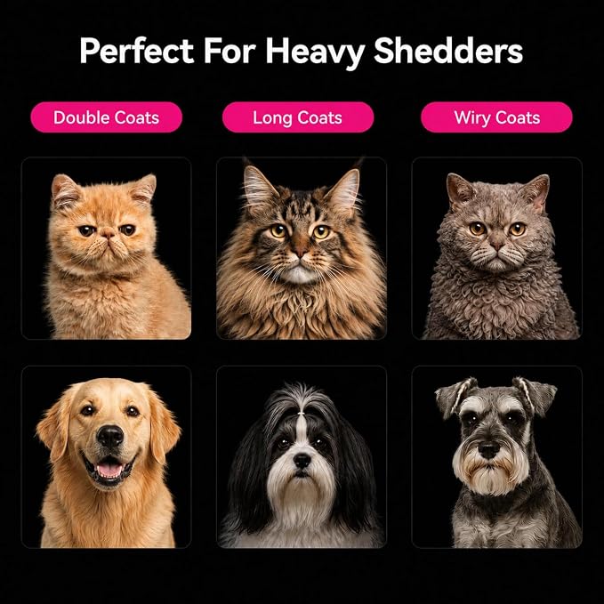 aumuca Dog & Cat Deshedding Brush – Pet Grooming Brush & Undercoat Rake for Long or Short Hair – Dematting Comb for Dogs, Cats, Matted Fur, Kitten, Puppy, Rabbit, Horse