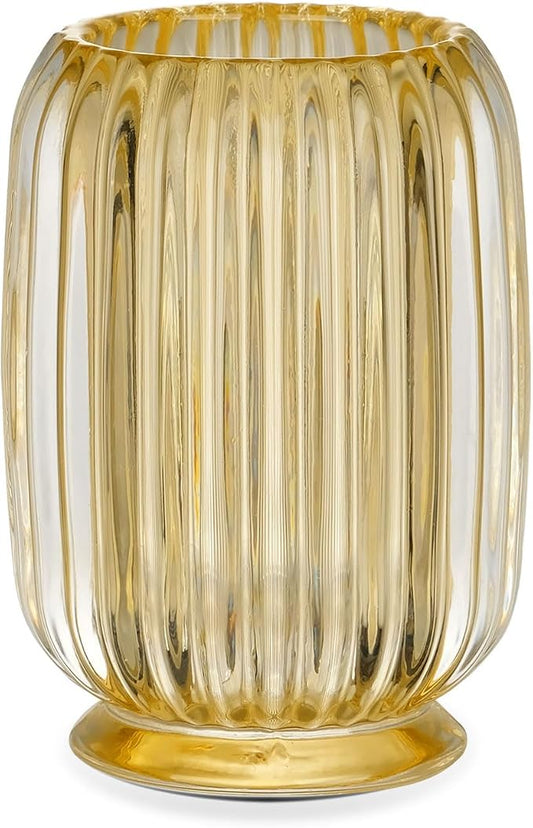 VanEnjoy Clear Yellow Toothbrush Cup Glass Toothbrush Holder for Bathroom, Unique Toothbrush Holder