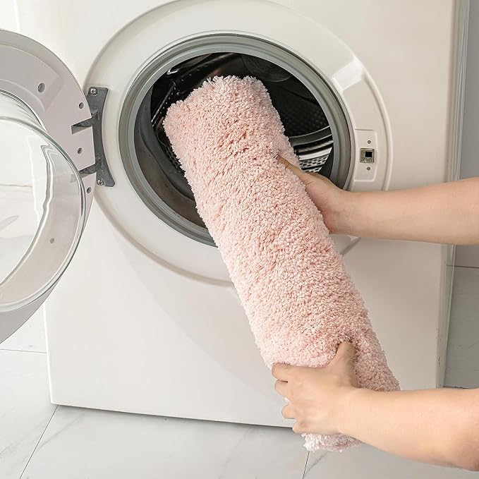 MIULEE Blush Bathroom Rugs Set 2 Piece Soft Bath Mats 20x20+16x24 Inch | Absorbent Microfiber Bath Mat and U-Shaped Toilet Rug, Non Slip, Quick Dry, for Bathroom Floor Tub Showers, Machine Washable