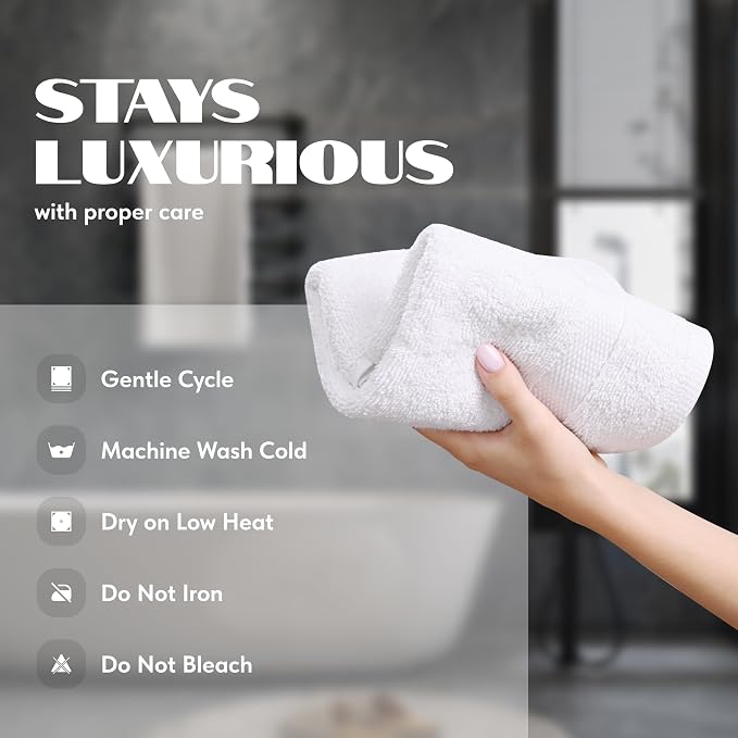 White Hand Towels Set for Bathroom, 12 Pack - Cotton Hand Towel Set for Gym, Kitchen and Spa, 16x27 Inches Soft Highly Absorbent Quick Dry Terry Salon Towels