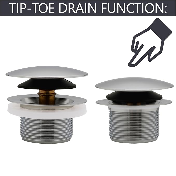 Westbrass A398R-05 1-1/2" NPSM Coarse Thread Mushroom Tip-Toe Bathtub Drain Stopper, Polished Nickel
