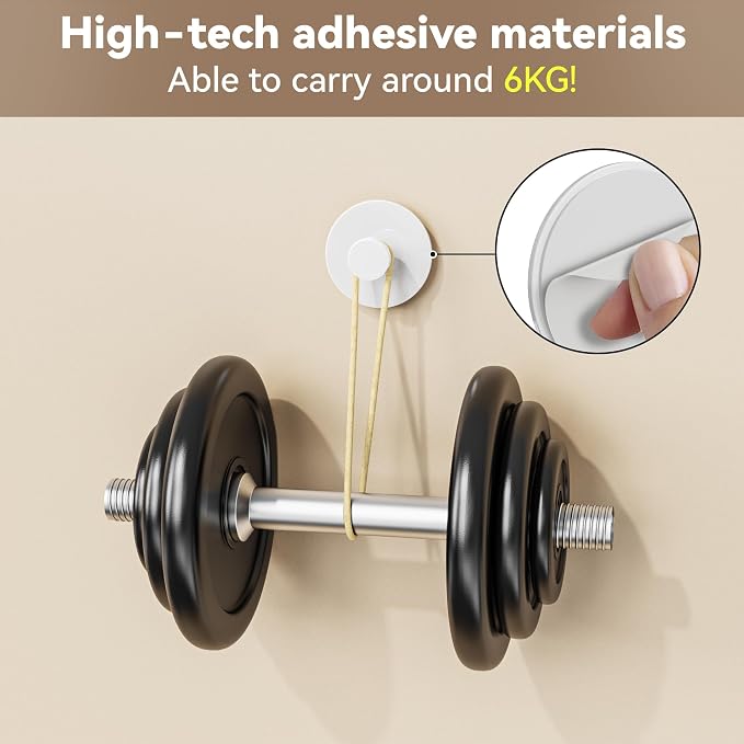 bussdis White Adhesive Wall Hook for Coat and Towel: Extra Sticky 12 LB (Max), Stainless Coat Rack Door Holder Hanger, 6-Pack Heavy Duty