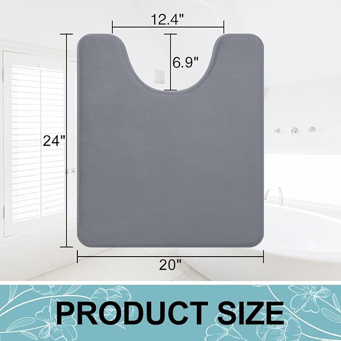 Smiry Memory Foam Toilet Rugs 24x20, Extra Soft Absorbent Bathroom Rugs | Dark Grey, Quick Dry Machine Washable Non-Slip Contour Bath Mat for Toilet
