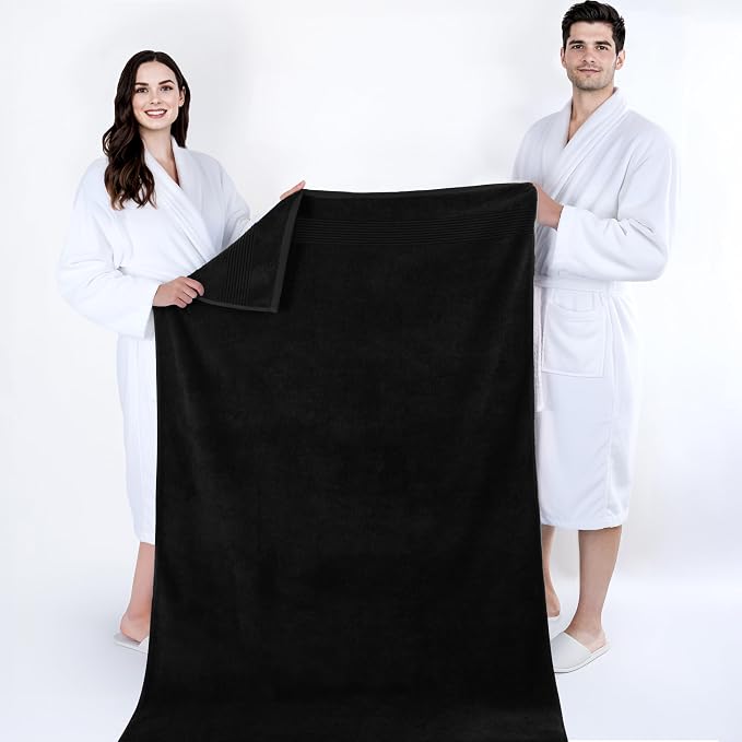 Cotton Paradise 100% Cotton Turkish Towel Set, Soft Absorbent Quick Dry, 2 Piece 35x70 Bath Sheet Set, Coal Black