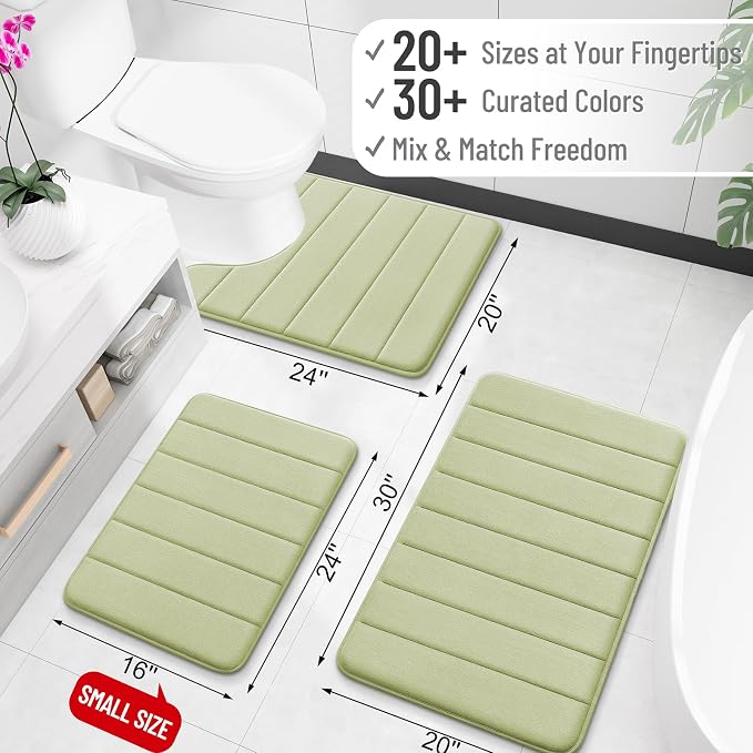 OLANLY Memory Foam Bath Mat 36x24, Super Soft and Absorbent Bathroom Rugs | Vanilla, Quick Dry Bath Rug, Machine Washable Shower Floor Mats, Bathmat Carpet for Bathroom Floor, Tub and Shower