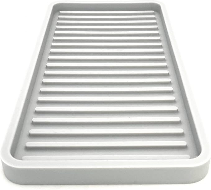 Silicone Sink and Surface Organizer Tray, Sponge Holder, Vanity Tray, Trivet, Heat Safe, Dishwasher Safe, for Bathroom and Kitchen Organization (Light Grey, 10"x5.25")