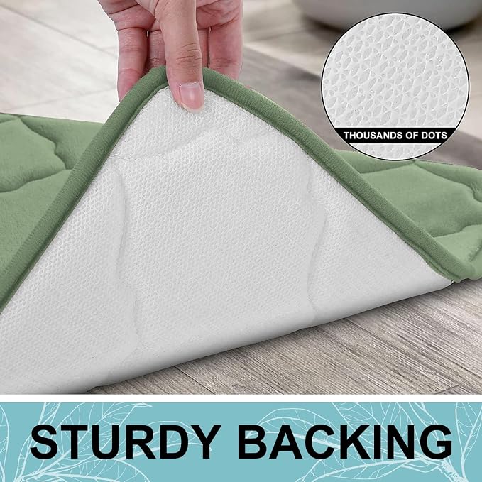 OLANLY Memory Foam Bath Mat Rug 36x24, Ultra Soft Bathroom Rugs, Sage Green | Thick Absorbent Carpet, Non-Slip Backing, Machine Washable, for Bathroom Floor, Tub, Shower and Home Decor Accessories