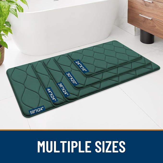 Smiry Memory Foam Bath Mat 36x24, Ultra Soft Absorbent Bathroom Rugs | Hunter Green, Plush Quick Dry and Machine Washable Cushion Bath Mats for Bathroom, Shower, Tub & Home Decor