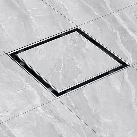 EMBATHER 4 Inch Square Shower Drain with Tile Insert Grate, 304 Stainless Shower Floor Drain and Shower Drain Cover Included Hair Catcher and Leveling Feet, Brushed Nickel