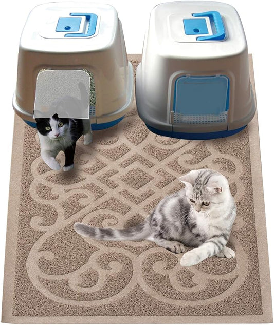 PetLike Cat Litter Box Mat, Thick Kitty Litter Trapping Mat, Durable,Waterproof &Washable with Non-Slip Backing, Soft on Kitty Paws and Easy to Clean, BPA Free