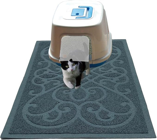 PetLike Cat Litter Box Mat, Thick Kitty Litter Trapping Mat, Durable,Waterproof &Washable with Non-Slip Backing, Soft on Kitty Paws and Easy to Clean, BPA Free