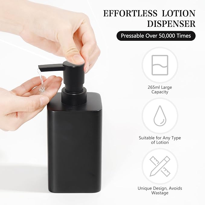 YMXYJM Bathroom Accessories Set, 4 Piece Toothbrush Holder Set, Matte Black | Bathroom Accessory Set with Soap Dispenser, Toothbrush Holder, Tumbler, Vanity Tray, Bathroom Sink Set for Modern Home Decor