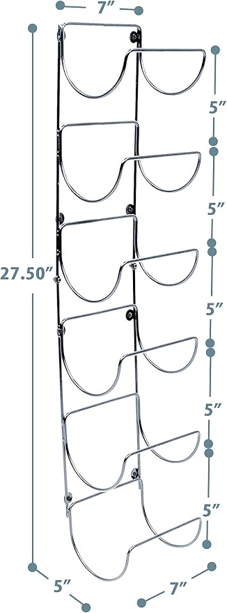 Sorbus Towel Rack Wall Mount – 6 Compartments of Silver Metal Towel Holder for Bathroom Decor Sets, Organizer for Linens, Gym, Rv, Door, Cabinet - Wine Rack Wall Mounted for Kitchen, Bar, Wine Cellar