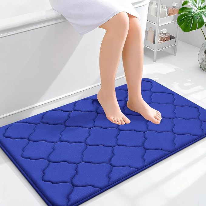 OLANLY Memory Foam Bath Mat Rug 36x24, Ultra Soft Bathroom Rugs, Royal Blue | Thick Absorbent Carpet, Non-Slip Backing, Machine Washable, for Bathroom Floor, Tub, Shower and Home Decor Accessories