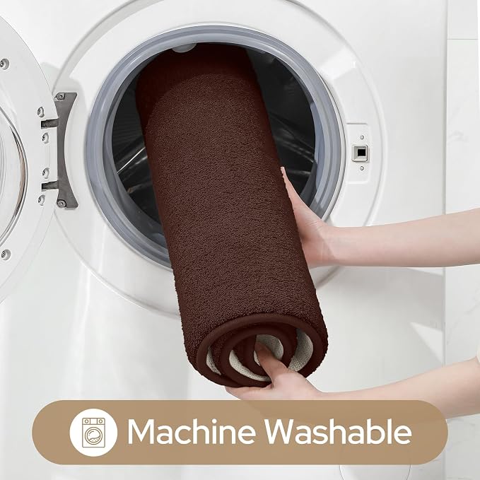HOMEIDEAS 3 Piece Bathroom Rugs Set, Brown 17"x24"+20"x32"+20"x24" | Memory Foam, Ultra Soft, Super Absorbent Bath Mats, Non Slip Backing, U Shaped Toilet Rug for Bathroom, Tub and Shower
