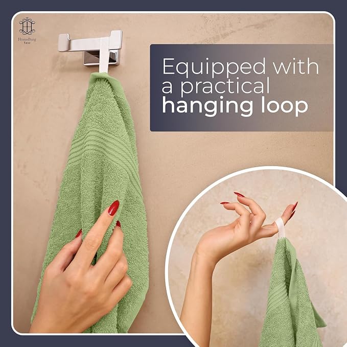 Luxe 6-Piece Hand Towel Set – Soft & Absorbent Cotton, Hotel Quality, Quick-Drying, Easy Care, 16 x 28 in (Sage Green)