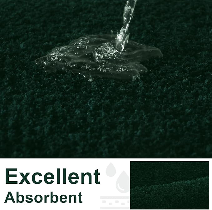 LOCHAS Bathroom Rug Set, Bath Rugs Sets 3 Piece Non Slip, Hunter Green | Washable Absorbent Microfiber Bath Mat Set, Soft Cozy Bathroom Mat for Shower Sink Toilet