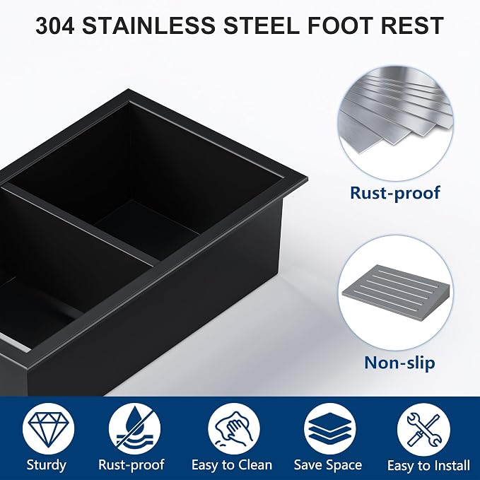 Neodrain Shower Foot Rest for Shaving Legs, 304 Stainless Steel Shower Niche, Recessed Shower Step for Shaving Legs,Niche for Shower Wall, Bathroom Foot Rest (Matte Black, 12.3"x 6")