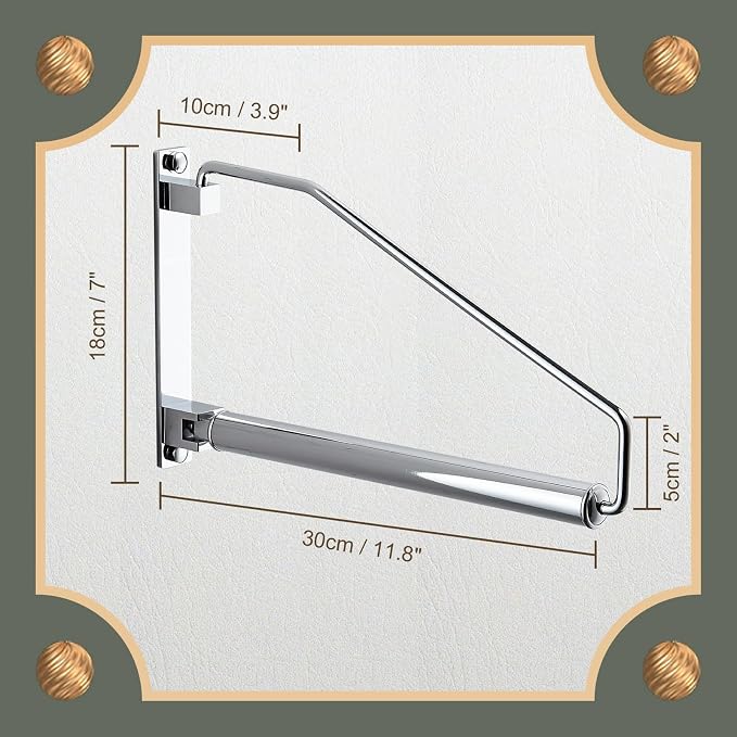 NEWRAIN Laundry Hanger, Wall Mounted Clothes Hanger with Swing Arm Holder Brass Hanging Drying Rack Space Saver,Chrome