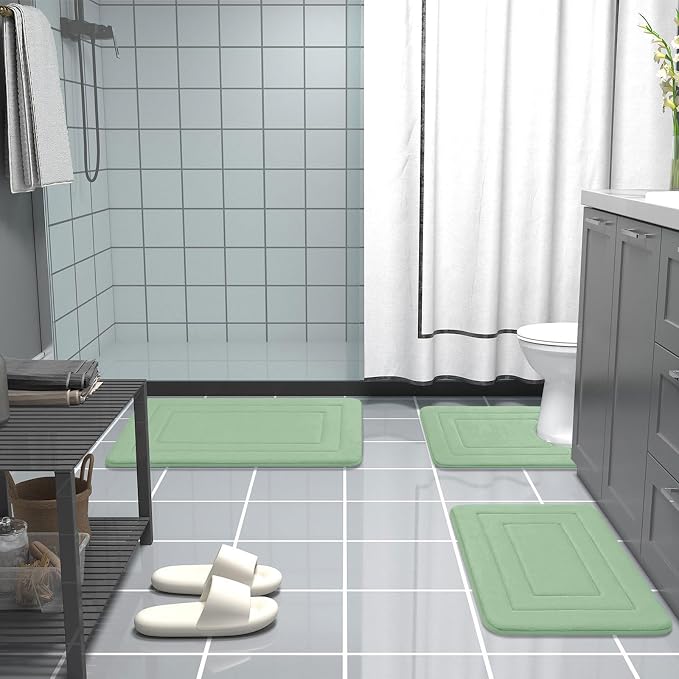 Arotive Memory Foam Bathroom Rug Mat 47x17, Ultra Soft and Absorbent Bath Mat, Machine Wash Dry, Comfortable Bath Rug Carpet for Bathroom Floor, Tub and Shower, Sage Green