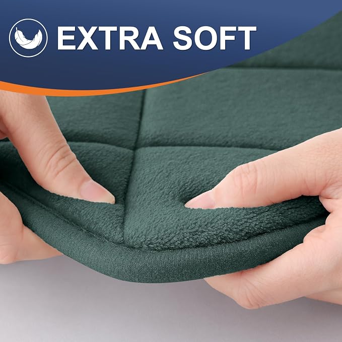 OLANLY Memory Foam Toilet Rugs U-Shaped 24x20, Ultra Soft and Absorbent | Blackish Green, Quick Dry Commode Contour Rugs, Machine Washable, Comfortable Bathroom Contour Bath Mats for Toilet Base