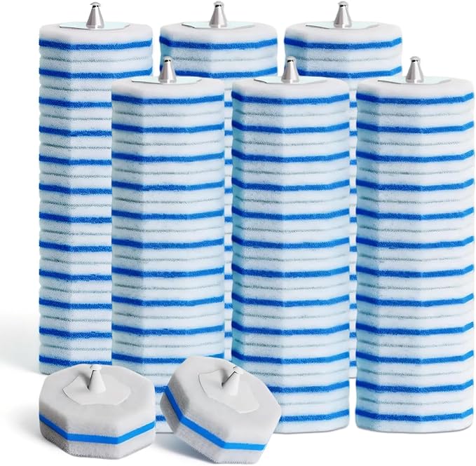 60pcs Disposable Toilet Brush Refill Pads, Replacement Brush Heads, Toilet Cleaner Refills，Disposable Wand Heads，Bathroom Cleaning，Toilet Cleaning Scrubbers Compatible with Most Toilet Brushes