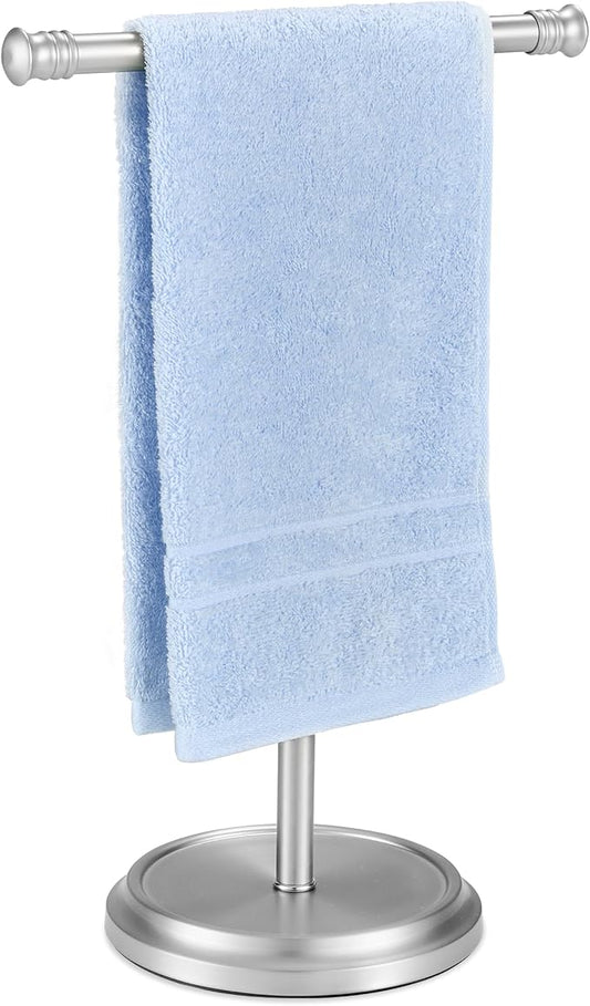 Hand Towel Holder Stand, Free Standing Towel Rack Stand with Stainless Steel Base, Rust-Proof Towel Bar for Bathroom Kitchen Countertop (Brushed Nickel)