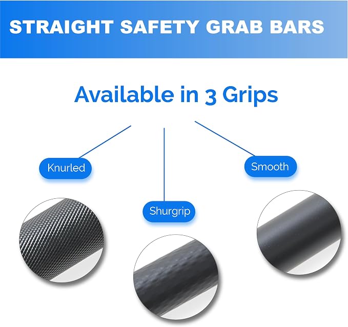 48” Shower Handle Smooth Grip | 304 Stainless Steel Grab Bars for Bathtubs and Showers | Matte Black ADA Standard Hand Rails for Seniors, Children, Injured People | Supports Upto 400lbs