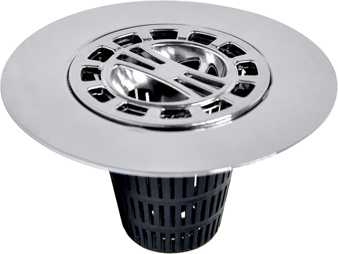 Danco Snap-in Shower Drain Cover with in-Drain Hair Catcher, 4-1/4" Round, Chrome Strainer, (10529)