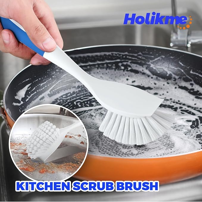 Holikme Dish Brush Cleaning Brush Set for Cleaning Groove Gap,Blue | Dish Brush Set Cleaning Brush Set, Scouring Pad for Cleaning, Groove Gap Brushes for Pot, Pan, Abrasive Wheel Brushes