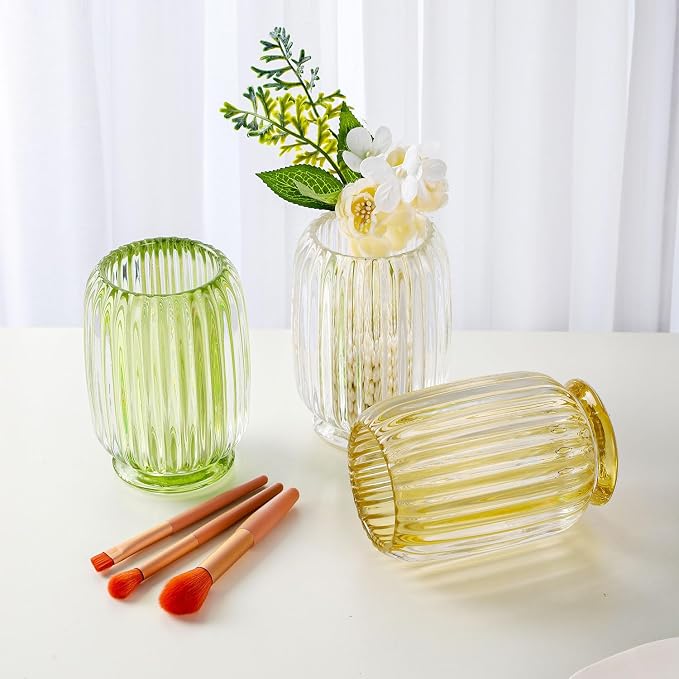 VanEnjoy Clear Toothbrush Cup Glass Toothbrush Holder for Bathroom, Unique Toothbrush Holder