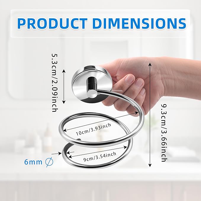 Bathroom Hair Dryer Holder Hair Care Tools Holder Wall Mount Chrome Finished Stainless Steel-Silver