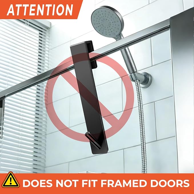 Kontoyo Shower Door Hooks(10 Inch),Extended Over Door Hooks for Bathroom Frameless Glass Shower Door,Stainless Steel Towel Hooks,Heavy Duty Rack Hooks for Robe,Towel-2 Pack-Black