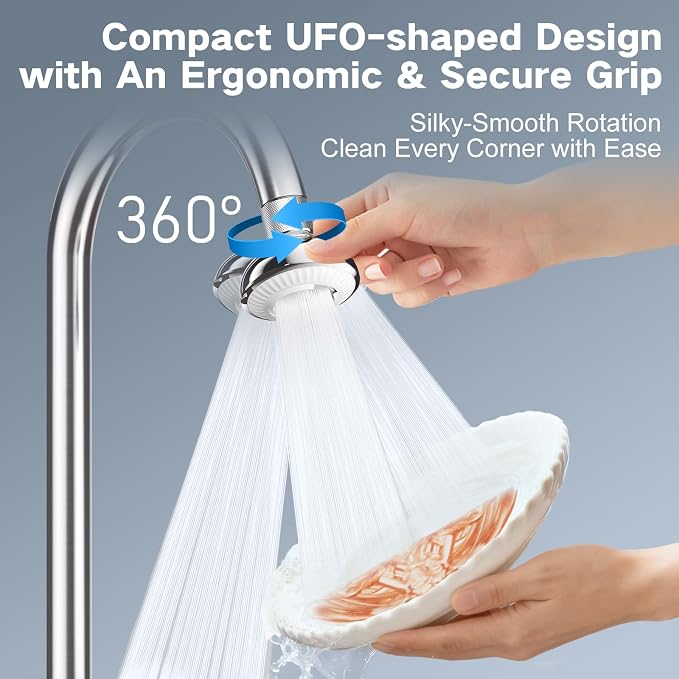 Kitchen Faucet Sprayer Attachment, Anti-Splash 3-Mode Swivel Faucet Extender with Wide Spray Area, 360° Rotating Faucet Aerator, Faucet Head Replacement for Kitchen & Bathroom, 55/64'' Female Thread