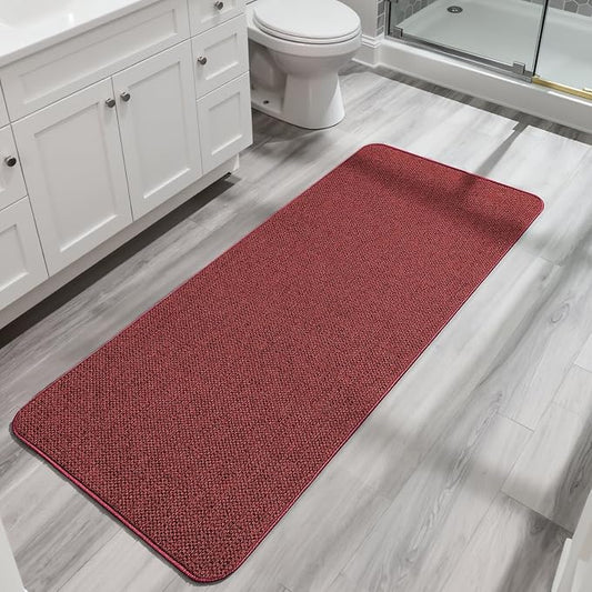Bosap Bath Mat,Ultra Thin Bathroom Runner Rugs,Large Bath Mats for Bathroom | Quick Dry,Non-Slip,Machine Washable,Low Pile,Bath Rug,Shower Outside,Sink,Home Decor Accessories.Red,2'x5'(24x60inch)