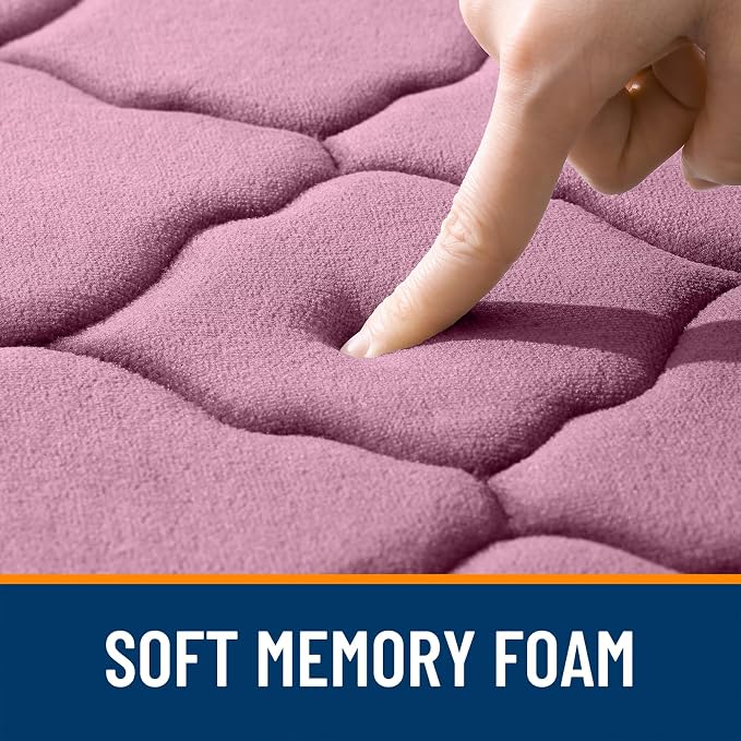 OLANLY Memory Foam Bath Mat Rug 24x16, Ultra Soft Bathroom Rugs, Mauve | Thick Absorbent Carpet, Non-Slip Backing, Machine Washable, for Bathroom Floor, Tub, Shower and Home Decor Accessories
