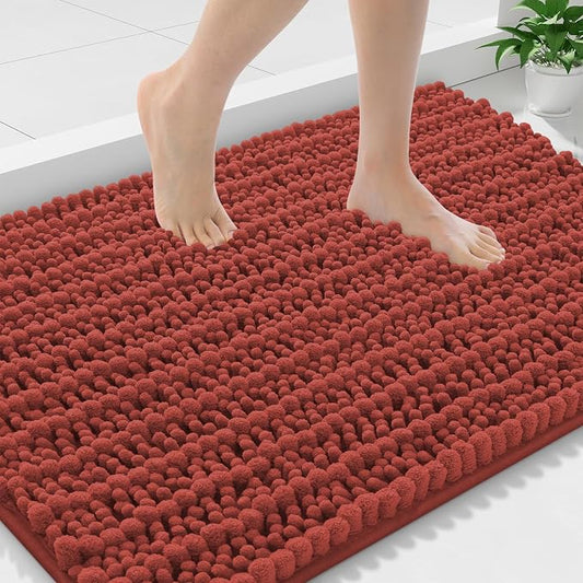 Smiry Bathroom Rugs 36X24, Extra Soft Rubber Backing Chenille Bath Mats | Maple Red Machine Washable Non Slip Quick Dry Bath Mats for Bathroom Floor, Tub, Shower, Home Decor Accessories