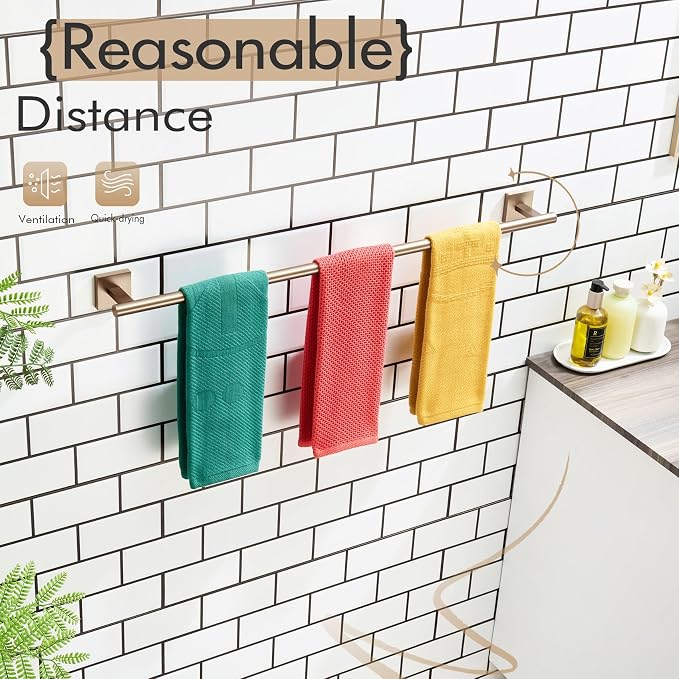 KOKOSIRI Bathroom Towel Bar 32'' Towel Holder for Bath Kitchen Cabinet Towel Rails 32 Inch Champagne Bronze Stainless Steel B4005CPG-L32