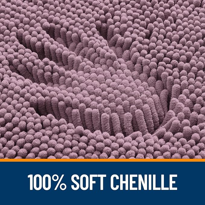 OLANLY Chenille Bathroom Rugs Mats Sets 2 Piece, 36"x24"+30"x20", Deep Plum | Ultra Soft Absorbent Bath Rugs Set, Rubber Backing Non-Slip, Quick Dry, Machine Washable Bath Carpet, Home Decor Accessories