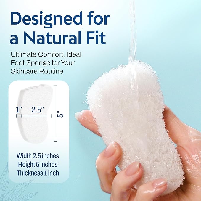 HartFelt Foot Exfoliating Sponge | Chemical-Free Foot Scrubbers for Smooth & Soft Feet | Gentle Sponge Pad for Callus Removal, Dead Skin & Cleansing | Made in USA - 6 Count